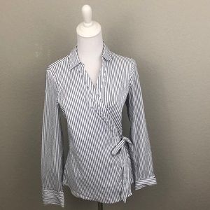 Express striped longsleeve wrap career top